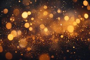 Abstract Background With Gold Bokeh Effect Sparkling Magical Dust Particles photo