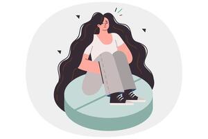 Woman is on antidepressants allow to forget about stress or depression, but are addictive vector