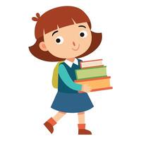 Little Scholar with a Pile of Books vector