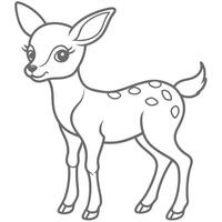 Simple and Cute Deer Outline Art vector