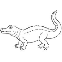 Charming Crocodile Outline Drawing vector