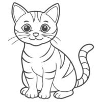 Charming Cat Outline Art vector
