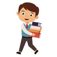 Walking with a Stack of Books vector