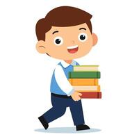 Young Mind with a Stack of Books vector