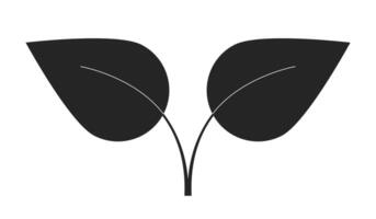 Two leaves connected by stem black and white 2D line object. Eco-friendly environmental conservation nature. Natural leafs isolated clip art outline item. Monochromatic spot illustration vector