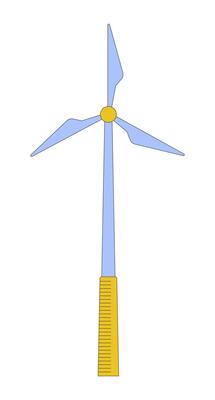 Sustainable wind turbine 2D cartoon object. Windmill wind power generation. Eco friendly electricity green energy technology isolated element flat clipart on white background. Spot illustration