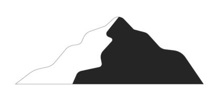 Mountain hill peak black and white 2D line object. Summit mountainous greenery mountaintop. Serene environment. Hillside verdant isolated clip art outline item. Monochromatic spot illustration vector