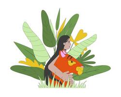 Save animals facing extinction 2D illustration concept. Protecting endangered species. Rainforest wildlife. Tiger guardian cartoon character isolated on white. Metaphor abstract flat graphic vector
