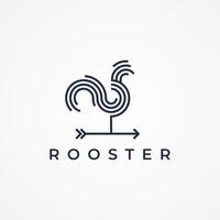 Rooster Arrow Logo Design, elegant rooster arrow logo with line style, flat design logo template element, illustration vector