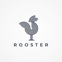 Rooster Logo Design, modern rooster logo with line style, flat design logo template, illustration vector