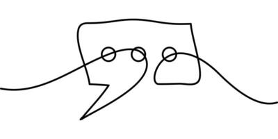 continuous line drawing of speech bubble symbol. abstract line art illustration vector