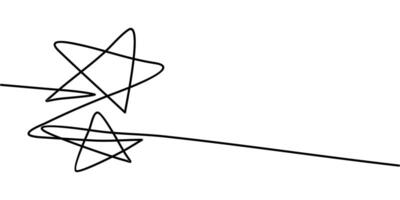 continuous line drawing of two stars symbol. abstract line art illustration vector