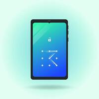 Phone with unlock pattern password illustration vector