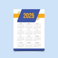 2025 Modern Custom wall calendar design template . vector