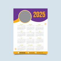 2025 custom calendar Design,12 month 1 page wall calender Design vector