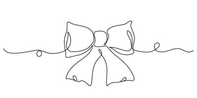 Bow tie one continuous line drawing abstract black and white minimal single line art vector
