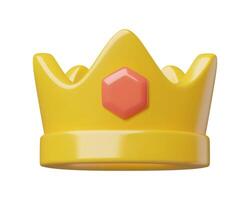 Cute minimal crown 3d icon with a pink gem isolated on white background. vector