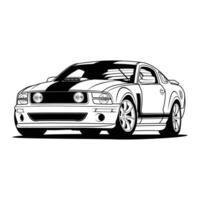 Black and White view car illustration for conceptual design vector
