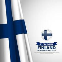 Finland happy independence day square banner background greeting card with realistic flag with blue cross vector