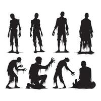 Row of zombie shadows on white vector