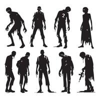 Darkened zombie shapes on a clean white backdrop vector