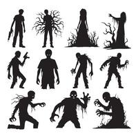 Dark zombie figures positioned on a white canvas vector