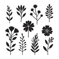 Shadowed flower illustrations on a white background vector