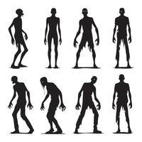Group of zombie shadows on white vector