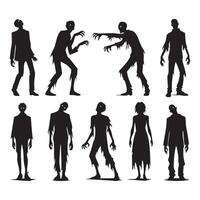 Assorted zombie shadows on a white background vector