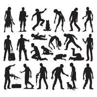Grouping of black zombie shadows on a white space vector