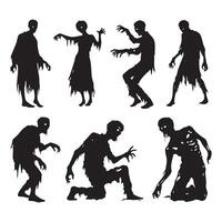 Silhouettes of zombies on a plain white background vector