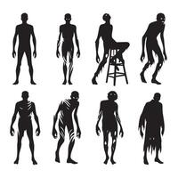 Shadowy collection of zombies on white vector