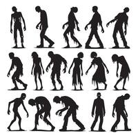 Zombie shadow figures on a blank white space vector