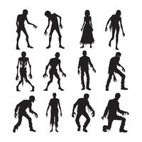Range of shadowed zombies on a white plain vector