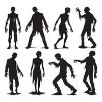 Black silhouettes of zombies across a white background vector