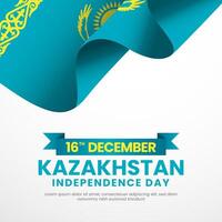 Kazakhstan happy independence day square banner background design with wavinf flag for greeting card vector