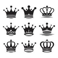 Diverse set of crown outlines in silhouette on a white backdrop vector
