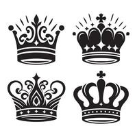 Array of crown silhouettes on white background vector