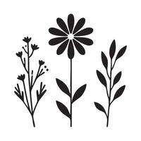 Silhouette set of flower on white background vector