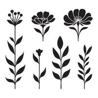 Collection of flower silhouettes on a simple white background vector