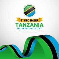 Tanzania Independence Day Square Banner Background Design Illustration with waving ribbon flag vector