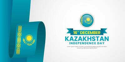Kazakhstan Ribbon Flag Independence Day banner background design with blank space area vector