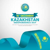 Kazakhstan independence day celebration Square Banner Background with waving ribbon flag and text space vector