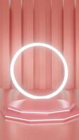 Red and glow luxury podium pedestal product display and white light box background 3d rendering video