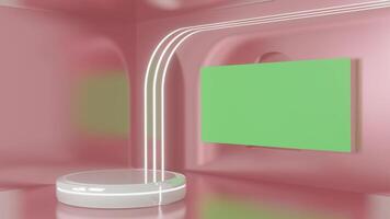 3d rendering of minimal scene of blank podium with green screen blank space video