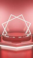 Red and glow luxury podium pedestal product display and white light box background 3d rendering video