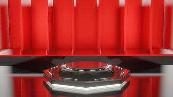 Red and gold luxury podium pedestal product display and red box background 3d rendering video