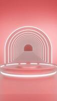 Red and glow luxury podium pedestal product display and white light box background 3d rendering video