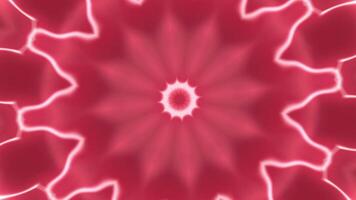 Kaleidoscopic mandala pattern with flowing red fractal waves. Abstract blue background 4k glowing neon waves and seamless looping video