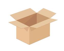 Realistic Open cardboard box mockup icon symbol. Empty blank Shipping delivery carton box. illustration image. Isolated on white background. vector